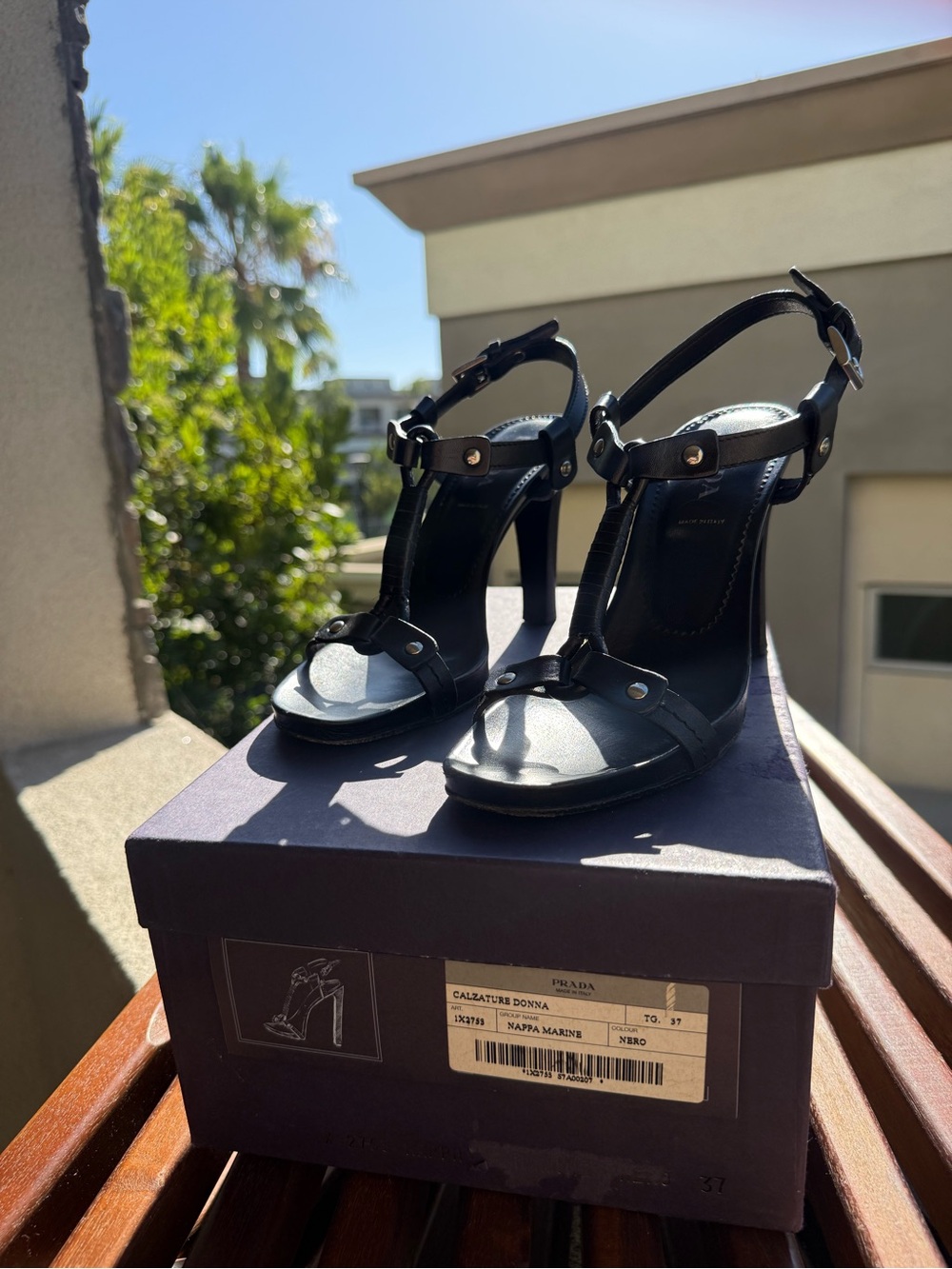 Prada harness leather heels